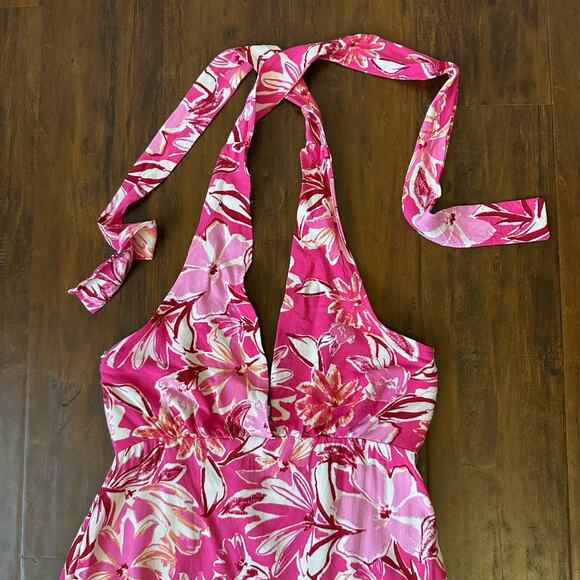 PETAL + PUP Nyla Dress Pink Floral Halter Neck A-Line Summer Beach - Picture 5 of 11